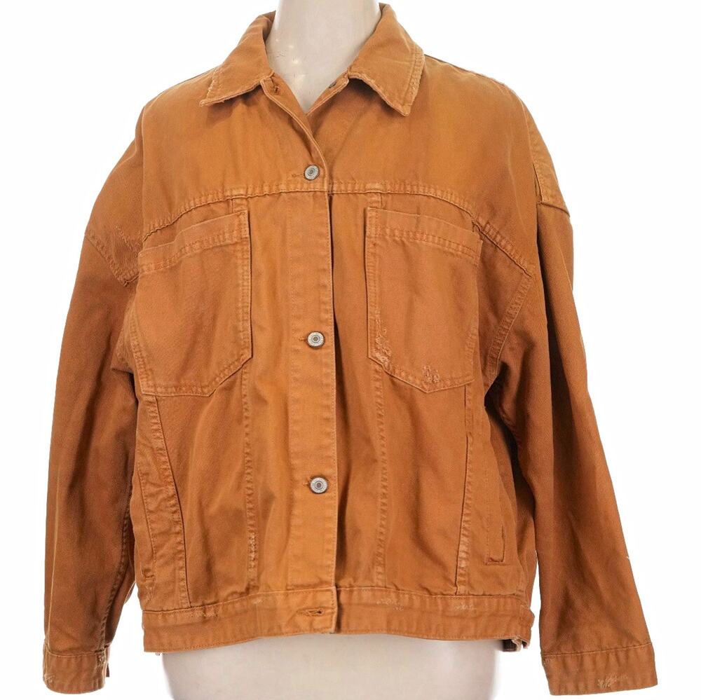 Free People $128 We The Free Opal Swing Denim Jacket Rust Brown/Orange XL